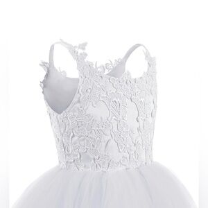 NWOT Girls First Communion, Flower Girl, Lace Tulle Dress, White, Size 6-7